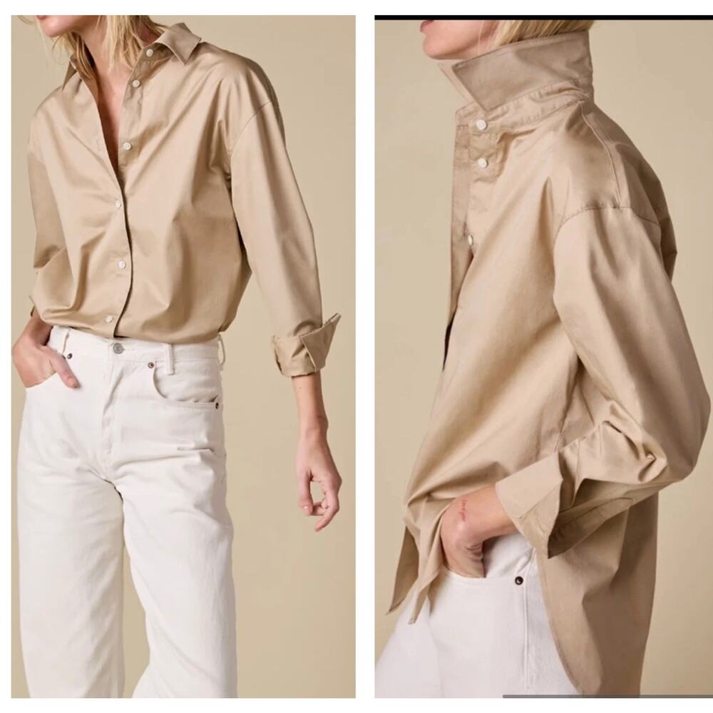 Sold Out NYC The Everything Shirt Button Up Collar Fawn Oversized Size XS NEW
